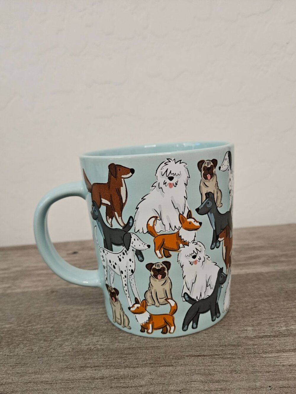 Fig & Fern All Over Dog Breeds Blue Ceramic Coffee Mug Large 16 oz